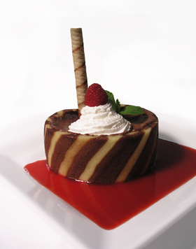 Chocolate Mousse Cake with Raspberry Sauce